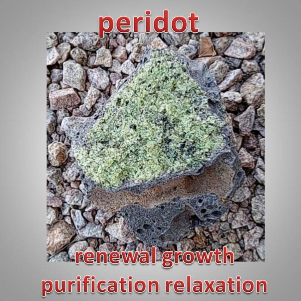 #5 PERIDOT in basalt crystal rock stone gemstone AUGUST birthstone